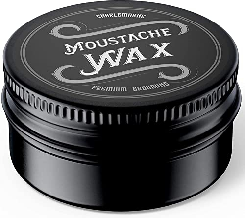 Charlemagne Bartwichse Schnurrbart - 15 ml, starker Halt, Lederduft - Bartwachs Extra Stark - Moustache Wax - Bartpflege Wachs & Bartfestiger