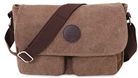FANDARE Unisex Umhängetasche Leinwand Schultertasche 7.9 inch Tablet Tasche Vintage Canvas Messenger Tasche für Damen/Herren