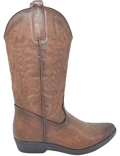 Stivali Donna camperos Texani Stile Western Neri con Fantasia Laser su Pelle Tinta Unita Altezza Polpaccio