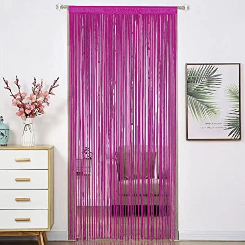 HSYLYM Beaded Doorway Curtain Door Beads Dense String Curtains Fringe Hippie Perfect for Wall Hanging Decor Room Divider Privacy Doors Window Closet Doorways Decorations (100x280cm,Rose)