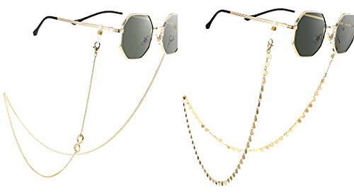 Bohend Mode Sonnenbrillen Kette Gold Herz Gesichtsmaskenkette Frauen Brillenkette Brillenzubehör Zum Brille Und Gesichtsmasken (2 Stück)
