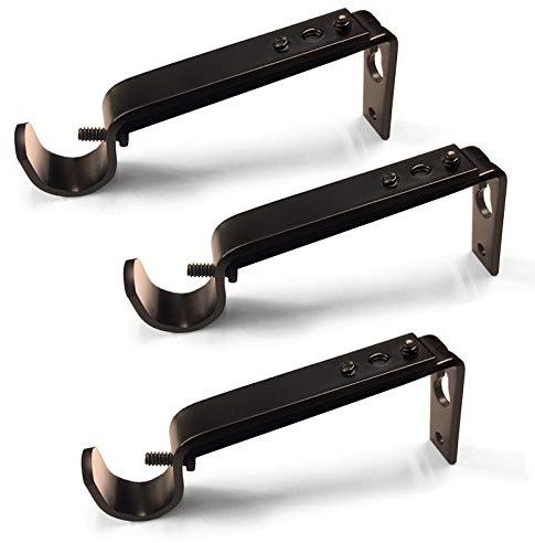 IHRDNNR Curtain Rod Holders Heavy Duty Adjustable Rod Brackets for 7/8 or 1 Inch Rods, Set of 3 (Bronze)