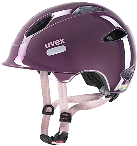 uvex oyo - leichter Fahrradhelm für Kinder - individuelle Größenanpassung - erweiterbar mit LED-Licht - plum - dust rose - 50-54 cm