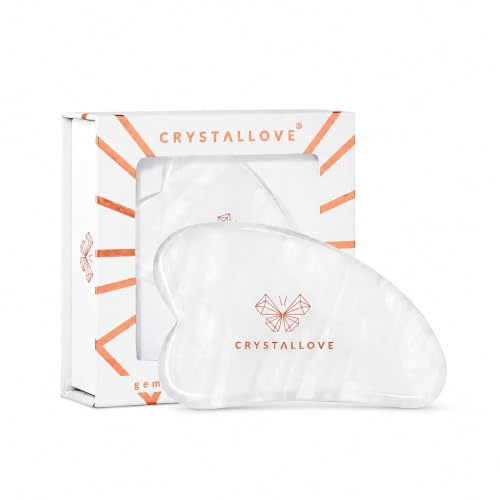CRYSTALLOVE Gua Sha Stein Rosenquarz – Gesichtsmassage Tool aus Naturstein für Gesicht, Hals & Dekolleté – Lymphdrainage, Anti Aging, Augenschwellungen & Hautstraffung – Beauty Geschenk für Frauen