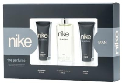 NIKE - The Perfume Man Colonia 75 ml + After Shave + Gel de Baño, Estuche de Regalo Hombre, Eau de Toilette Natural y Masculino, Aromática Amaderada, Fragancia Intensa, Juvenil y Duradera