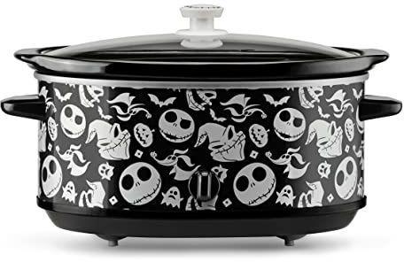 Disney The Nightmare Before Christmas Slow Cooker by Select Brands - 7-Quart Kitchen Appliance - Removable & Dishwasher-Safe Stoneware Crock - Tempered Glass Lid