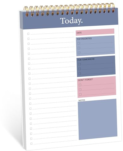To-Do-Listen-Notizblock, Tagesplaner, undatiert, 52 Blatt, abreißbar, 16,5 x 24,9 cm, Checkliste, Produktivitäts-Organizer mit Stundenplan für Aufgaben