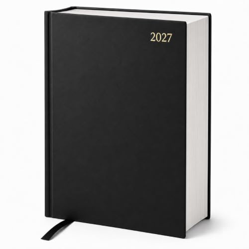 Top Sale Terminplaner 2026, A4, zwei Seiten pro Tag, schwarzer Hardcover-Planer mit Lesebändchen, Jahresplaner für Arbeit, Studium oder Zuhause, professionelles Produktivitätsjournal