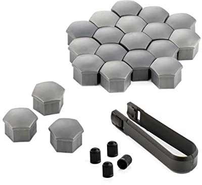 LST 20x Sechskant Radschraube Abdeckkappen Felgen Kappen Set 17 mm Grau