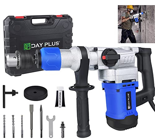 AUTOFU Marteau Piqueur Sds Marteau Rotatif 3-en-1 Marteau Piqueur Électrique 4500RPM 1500W Marteau Burineur De Démolition Pour Le Ciment, Les Murs, Les Tuiles En Céramique