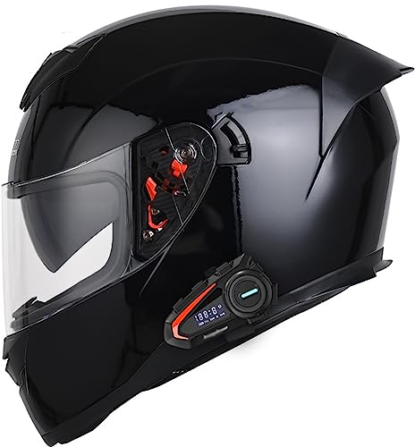 Motorrad-Vollhelm Bluetooth Vollhelm Integrierter Mit Doppelschichtiger Sonnenblende ECE-Zugelassener Sicherheits-Anti-Kollisions-Vollhelm Für Männer Und Frauen D,M