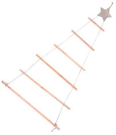 GOOHOCHY Hängender Weihnachtsbaum Aus Holz Mit Stern Und Schnur Dekorativer Wandbehang Für Weihnachtsfiguren Und Zapfen Rustikale Adventsdekoration Für Flur Und Wohnzimmer
