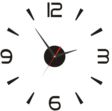 Tissting Orologio da Parete Fai-da-te Senza Cornice, Adesivo da Parete Moderno Grande da 40 Cm/15,7 Pollici Orologio da Parete 3D in Acrilico Alimentato a Batteria per Decorazioni Murali