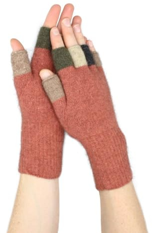 Native World Damen Handschuhe Possum Merino Wolle Fingerlose Handschuhe - Weich, Extrem Warm - Rosewood/Mehrfarbig, Palisander Orange, Einheitsgröße