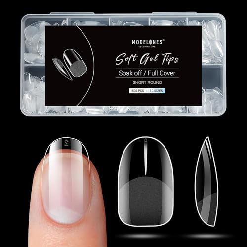 Modelones Nageltips- 500 Stück für Nägel Full Cover Nägel Tips Set Nagelspitzen Kit, Zum Aufkleben Nail Art Für Nagelstudios Starter DIY, Kurze Squoval