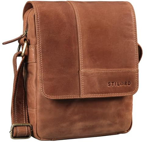 STILORD Andy Messenger Bag Herren Leder Klein Schultertasche Echtleder Vintage Umhängetasche Tablet 11 Zoll iPad Tasche DIN A5 Herrentasche Farbe:Andorra - braun