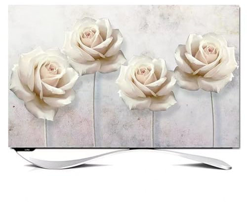 TV Screen Cover 32-85In, Dust TV Screen Cover, Universal TV Dust Cover 22-80 In, for LCD LED Plasma Television Art Printing Decor Flat Curved TV, Wall Mount/Curved/Desktop J,49-52in(118x70cm)