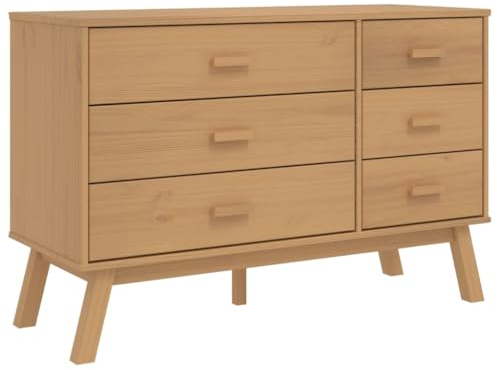 HETFTJN Kommoden Wohnzimmerschrank Büroschrank Gartenschrank - Schubladenschrank Olden Braun Massivholz Kiefer für Wohnzimmer Schlafzimmer Flur Esszimmer