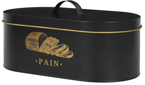 COOK CONCEPT, BT6818, Portapane in Metallo Nero e Oro, Design Elegante, capacità ottimale per Pane e Baguette, conservazione ermetica, Facile da Pulire, Taglia XL, Colore Nero/Oro