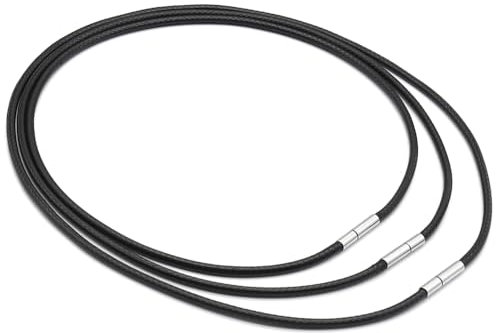 YDHfdc 3 Stück 3mm Lederkette in Schwarz 40/45/50cm - Lederhalsband für Herren und Damen