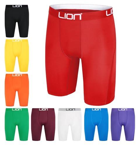 LION SPORTSWEAR Compression Shorts for Football & Sports – Multi-Purpose Base Layer for Men & Kids, Ideal for Gym, Training & Running - Red | Large Kids