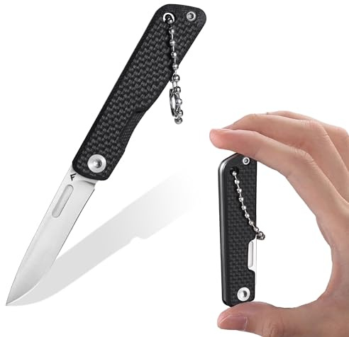FLISSA Mini Taschenmesser, Kleines Klappmesser ohne Verriegelung, Scharfer Klinge aus 14C28N Stahl, CNC-geschliffen, EDC Klappmesser mit G10-Griff für Alltag & Outdoor