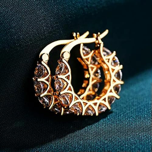 Creolen mit rundem Zirkonia im 925er Silber für Damen, luxuriöser Schmuck, Gold