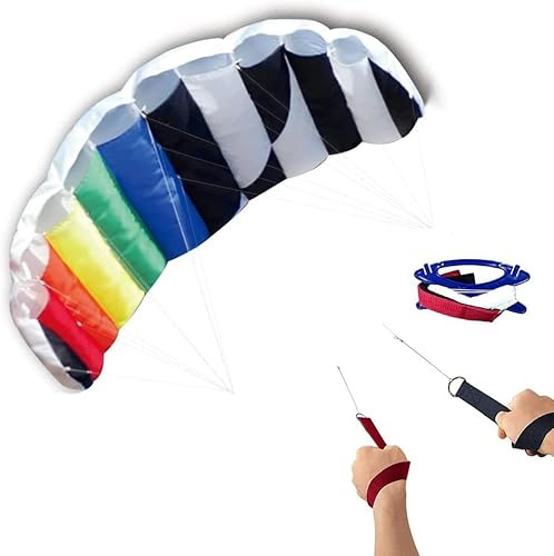 Touch the Sky Soft Kite for Adults & Kids, Rainbow No-Skeleton Kite with Handle & Line, Easy to Fly for Beginners, Outdoor Beach Game Toy.