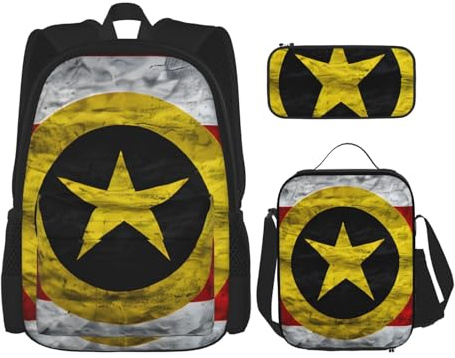 OXKGHHO Juego de mochila de trabajo con estampado de bandera de Maryland con lonchera aislada, correas ajustables, para gimnasio y uso diario, Negro -, Talla única
