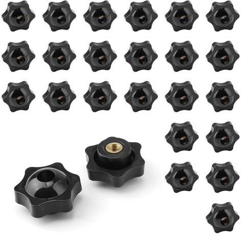 DIYCUT 25 Stück Sterngriffmutter M6 Schwarz, Ergonomische Rändelmutter