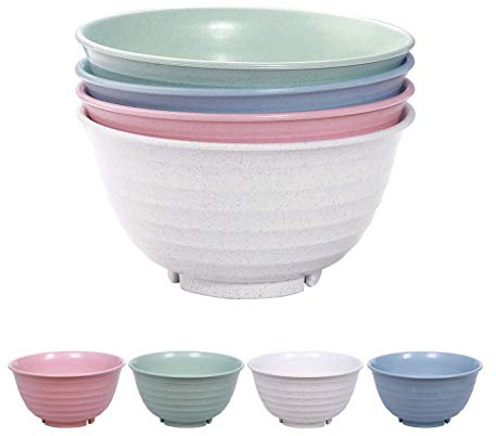 Large Capacity Unbreakable Cereal Bowls Sets, 4/8/12Pcs Lightweight Plastic Cereal Bowls, Dishwasher & Microwave Safe, Camping Pasta Bowls, Reusable Serving Bowls for Kitchen, Camping, Parties (4Pcs)