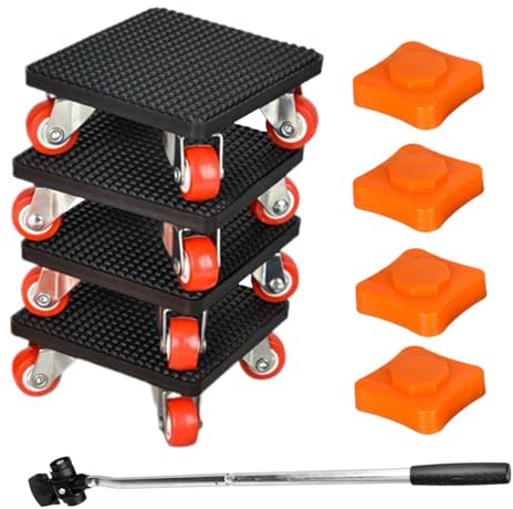 Möbel Transportroller Set, Möbelroller Set 4-TLG Mit Hebebock 500kg Traglast Möbelheber Für Sofa Schrank Bett Tisch 360° Rollen Für Parkett Fliesen Werkzeug Zum Möbel Verschieben Inkl.
