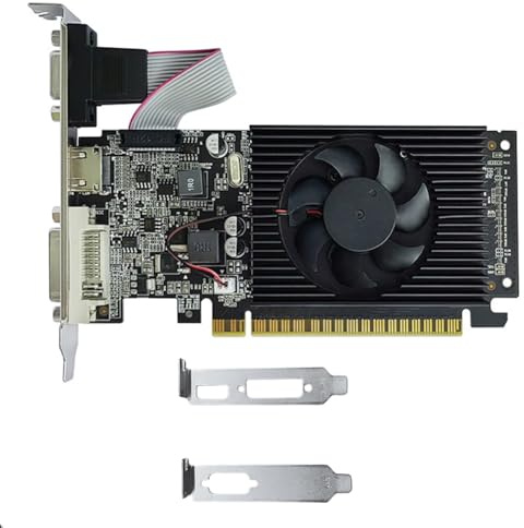 Koolenry Carte Graphique GT210 1 Go DDR3 64 Bits, Processeur Graphique PCIE 2.0 40 Nm, Compatible + VGA + DVI, Carte Vidéo de Bureau avec 2