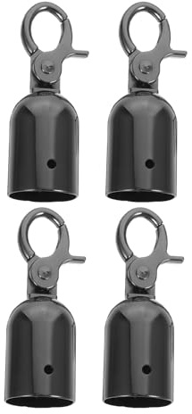 Warmhm 4Pcs 28Mm Rope End Caps with Zinc Alloy Snap Hook for Barriers and Railings, Cord Lock Stoppers for Queue Dividers and Crowd Control, Black Finish Accessories for Event Hospitality