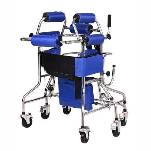 Gehhilfen for behinderte Kinder, Gehhilfe for Kinder mit Zerebralparese, 6 Räder, Kippschutz, faltbarer Gurtsitz, höhenverstellbar, Breite rehabilitation gehhilfe