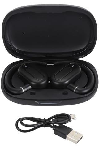 TICFOX Bone Conduction Earbuds Wireless Bluetooth Headphones IPX7 Open Ear Design HiFi Stereo Sound with Microphone for Running Exercise Type C Charging Lightweight Comfortable Ea (Black)