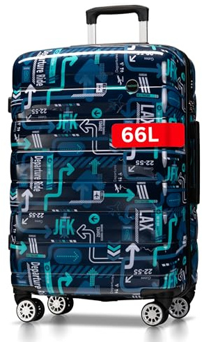 NOWI Hartschalenkoffer Mittelgroß – 64L Volumen – 8 Rollen 360° drehbar – Leichter Koffer mit Zahlenschloss & Teleskopgestänge – Reisekoffer, Trolley (L JFK)