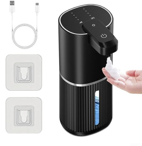 Automatischer Seifenspender, berührungsloser Händedesinfektionsmittelspender mit 1200 mAh Akku, IPX5 wasserdichte elektrische Seifenpumpe, 4 einstellbare Stufen, Wandmontage für Küche, Badezimmer