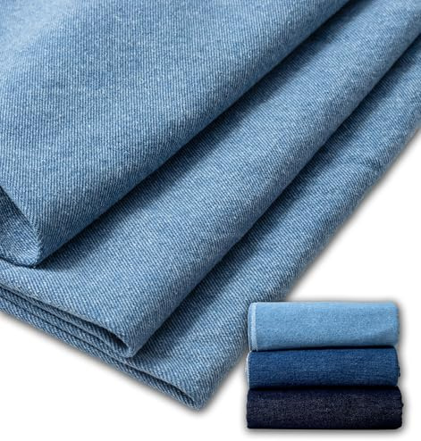IPEA Tessuto Denim Blu 100% Cotone - MADE IN ITALY - 150 x 100 cm - Tessuto Jeans Leggero - Tinta Unita per Abbigliamento, Cucito, Accessori, Giacche, Camice - Grammatura 475 g/m2 - Blu Chiaro