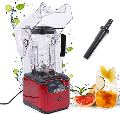 Standmixer 2200W – Leiser Smoothie Maker mit Schallschutzhaube, 2,2L Behälter, 6 Klingen, Touchscreen, 9 Stufen, Eis-Crush für Bar & Gastro