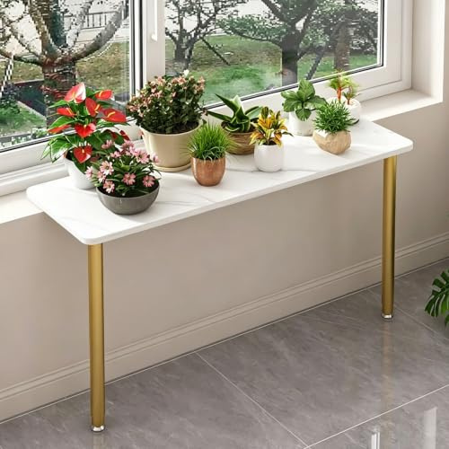 Vibeo Adjustable Window Sill Extender with Legs, 24 35 47 in, Narrow Window Ledge Plant Shelf for Tall Balcony, Detachable Cat Perch Extender Board, No Damage(Gold,120x30 cm (47x12 in))