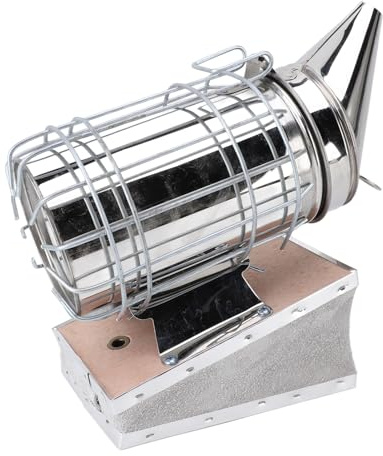 Aramox Bee Smoker Kit, Biodlingsrökare i Rostfritt Stål med Massiv Träbälg, Filter och Värmesköld, Utmärkt Luftflöde, 11 X 4,1 Tum för Biodlare Bikupa Inspektion (Silver)