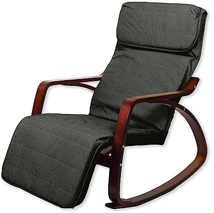 yelloo - Sedia a Dondolo ZEN da Interno, Poltrona a Dondolo da Interno in Legno di Betulla, Poltroncina Camera da Letto, Relax, Giardino Coperto, Sedia Legno Comoda (Noce Nero)