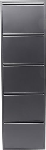 Kare Design Shoe cabinet Caruso, Anthracite, 173x50x15 cm, Metal, with 5 flaps, Shoe storage for 10 pairs of shoes, narrow, space-saving, tall, Shoe rack, Entryway