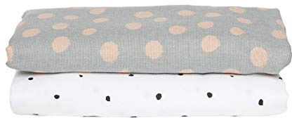Einschlag- und Mulltücher aus Baumwollflanell Musselin 80x120 cm (2 Stück) - PREMIUM, 100% naturreine Baumwolle - Öko-Tex Standard 100, Kleckse apricot