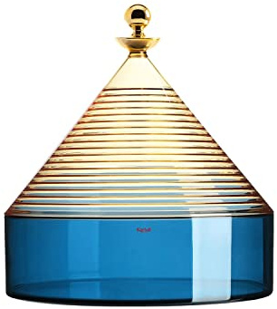 Kartell Trullo Contenitore, Termoplastica tecnopolimerica, Giallo/Blu, H27 x Ø 25 cm
