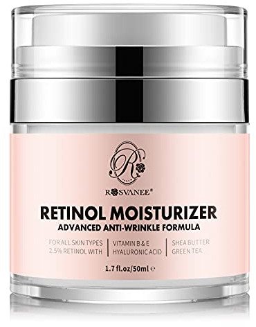 ROSVANEE Retinol Moisturizer Dermatologist Tested Anti Aging Cream for Face, Neck and Eye with 2.5% Retinol, Hyaluronic Acid and Vitamins E & B5, Anti Wrinkle Deep Hydration Cream for Men & Women