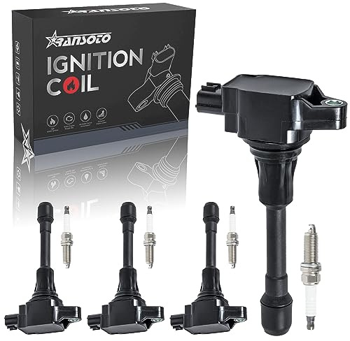 RANSOTO Ignition Coil Pack UF549 & Iridium Spark Plug 9029 Compatible with 2007-2019 Nissan Altima Rogue Sentra Cube Versa NV200 1.6L 1.8L 2.0L 2.5L Set of 4