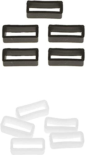 10 piezas de silicona correa de reloj bucle 22mm soporte retenedor blanco + negro duradero