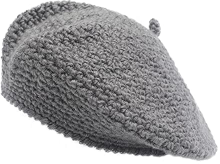 ZLYC Damen Kabel Stricken Baskenmützen Geflochtene Baggy Wolle Barett Winter Warmer Beanie(Einfarbiges Grau)